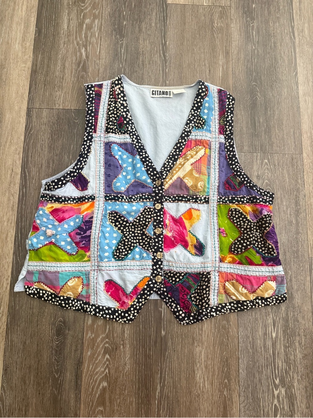 VTG 90s GITANO Eclectic Patchwork Statement Vest